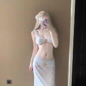 AYSTUDIO法式 性感纯欲风比基尼蕾丝长裙辣妹显瘦沙滩泡温泉泳衣女