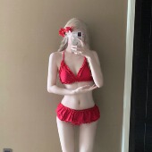 AYSTUDIO日系可爱少女辣妹绝美比基尼荷叶边高级感温泉红色泳衣女