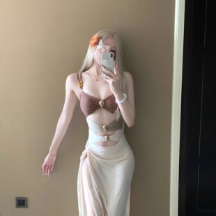 aystudio2026新款 泳衣女连体简约大气高级感遮肚沙滩长裙温泉度假