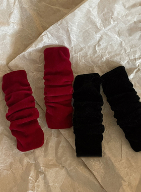 敲显白酒红色丝绒侧边夹子褶皱布艺BB夹法式复古百搭头饰发饰发卡