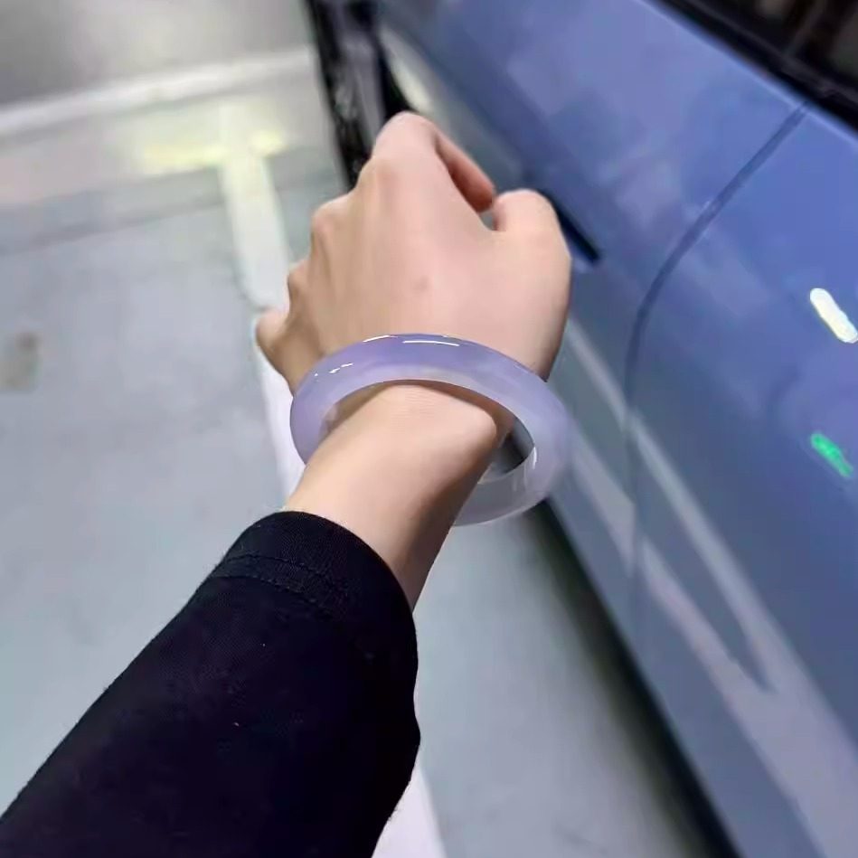 玉长情高端缅甸翡翠冰种晴水飘花玉手镯子紫罗兰贵妃正品真玉处理