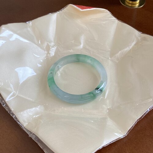 玉长情【清宵蕴婉】缅甸高端翡翠高冰透飘花玉手镯子正品真玉处理