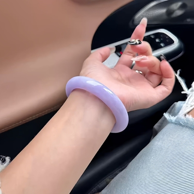 玉长情高端缅甸翡翠女款正品冰种飘花紫罗兰玉手镯子正品饰品处理