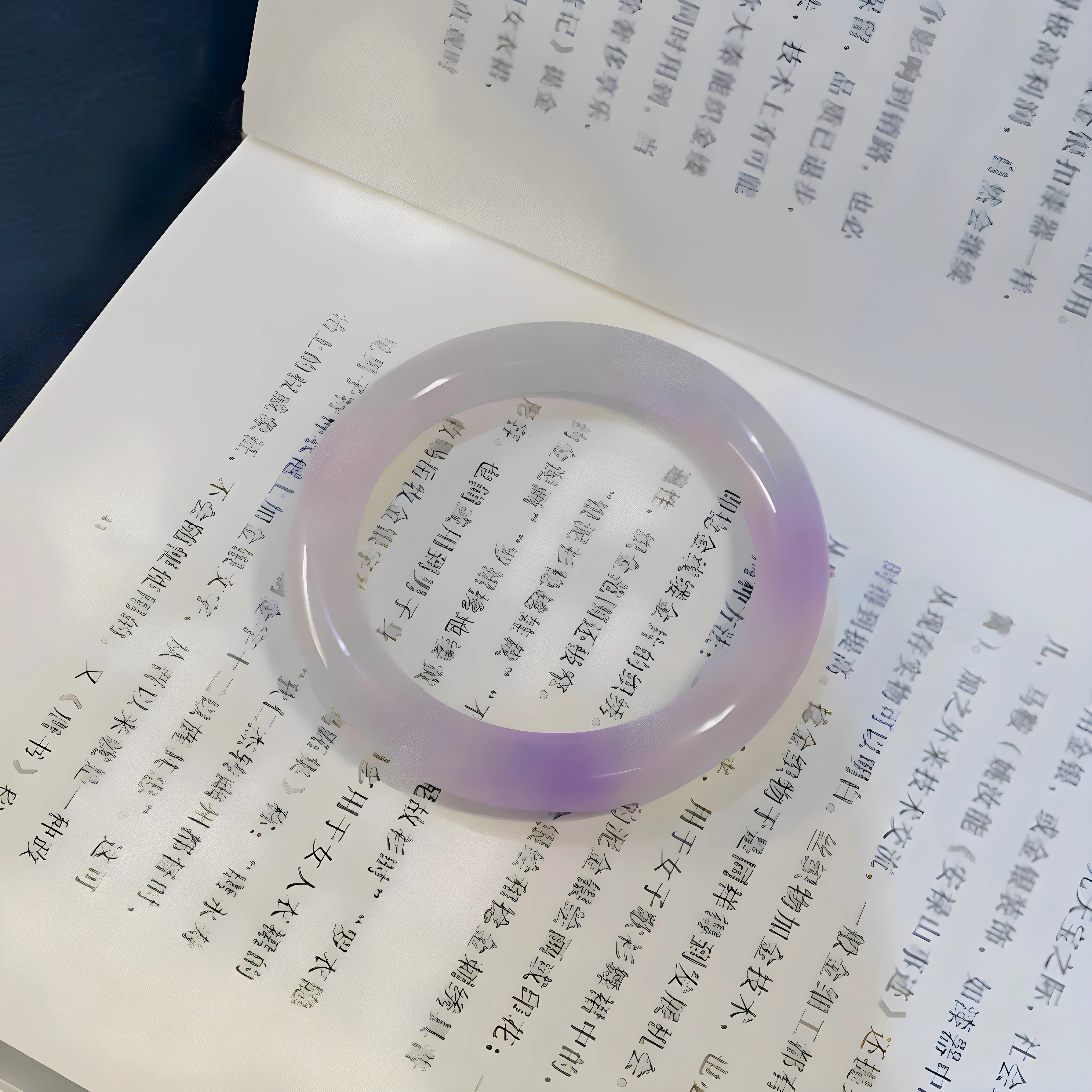 玉长情【玉影悠然】缅甸高端翡翠冰种紫罗兰飘花玉手镯真玉石处理