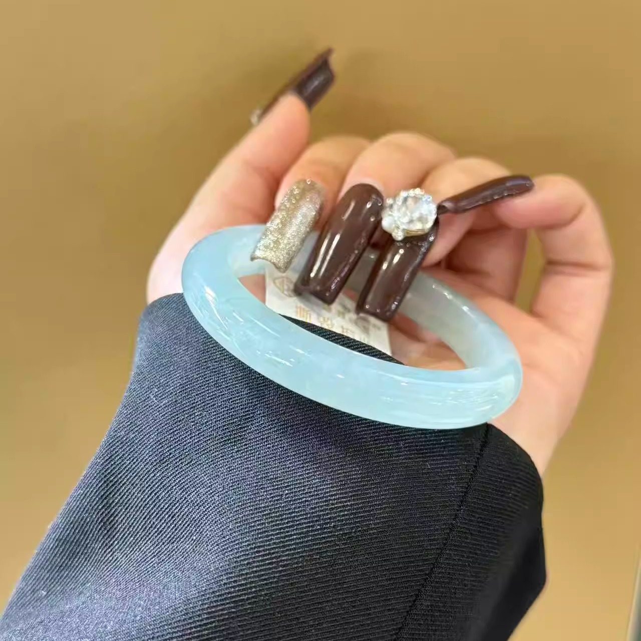 玉长情高端缅甸翡翠冰种飘花玉手镯子正品女款旗舰店贵妃玉石处理