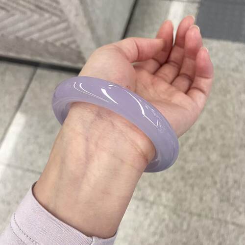 玉长情【清莹抱润】缅甸翡翠手镯冰糯种紫罗兰纯色高端真玉石处理