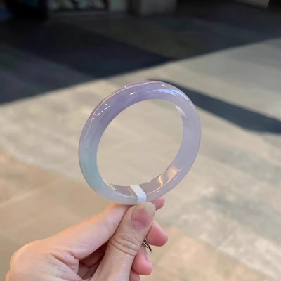 玉长情高端缅甸翡翠紫罗兰春彩玉手镯子高冰透种翡翠玉石饰品送礼