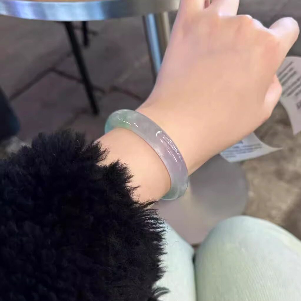 玉长情冰糯种紫罗兰春彩翡翠高档高透手镯子女款正品真玉石处理