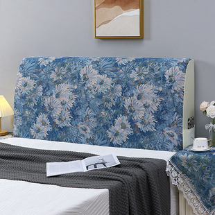 美式复古星空油画床头罩床头盖巾遮丑神器床头靠背软包套防尘盖布