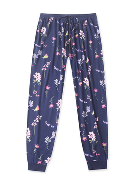 印花家居裤 春秋新款外贸女装时尚减龄舒适松紧高腰束口长裤33517