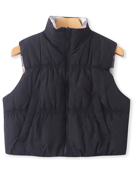 两面穿灯芯绒棉马甲 秋冬新款外贸女装立领拉链无袖保暖背心33167