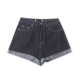 高腰拉链纽扣刺绣翻边阔腿短裤 牛仔短裤 外贸女装 新款 33242 夏季