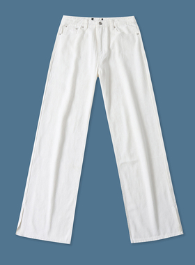 阔腿牛仔裤  春秋新款女装时尚高腰拉链纽扣直筒显瘦休闲裤32961