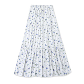 松紧腰褶皱拼接A字中长裙33078 外贸女装 印花半身蛋糕裙 春夏新款