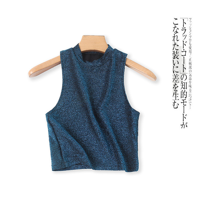 时尚亮丝套装分开售  夏季新款外贸女装圆领无袖上衣 半身裙25051