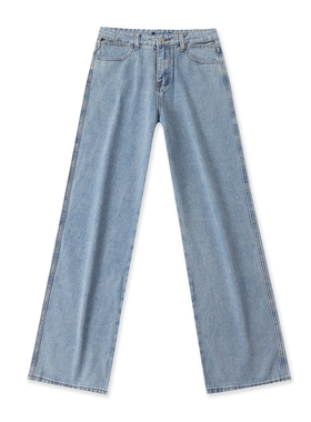 直筒牛仔裤   春秋新款女装镂空高腰拉链纽扣窄版阔腿休闲裤32973