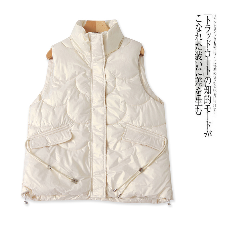 亮面棉马甲 冬季新款女装立领拉链摁扣加厚保暖免洗棉衣马甲30068