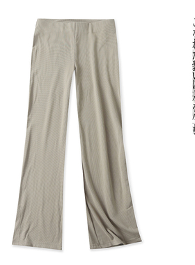 针织微喇裤 春秋新外贸女装时尚减龄松紧高腰弹力开叉长裤31013