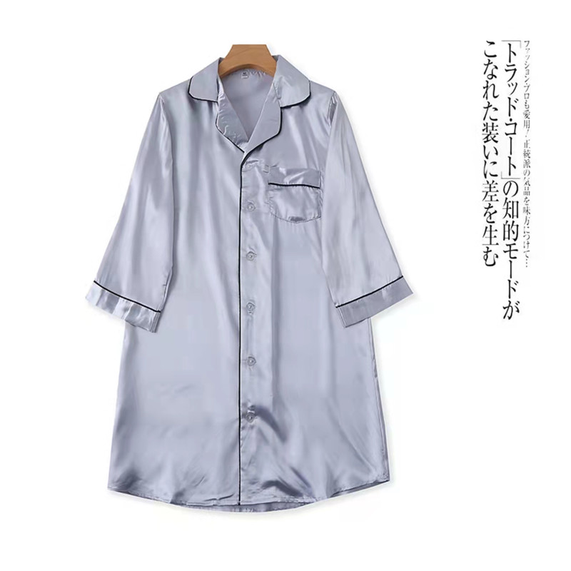 仿绸面居家衬衫裙  夏新情侣装时尚翻领短袖单排扣纯色短裙28570