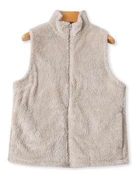 日单毛绒马甲 秋冬新款女装简约百搭保暖立领拉链无袖双口袋32470