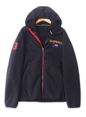 摇粒绒羊羔毛一体外套 男女同款 冬季新款外贸连帽拉链长袖33155