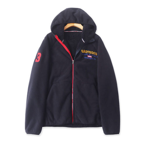 摇粒绒羊羔毛一体外套 男女同款 冬季新款外贸连帽拉链长袖33155