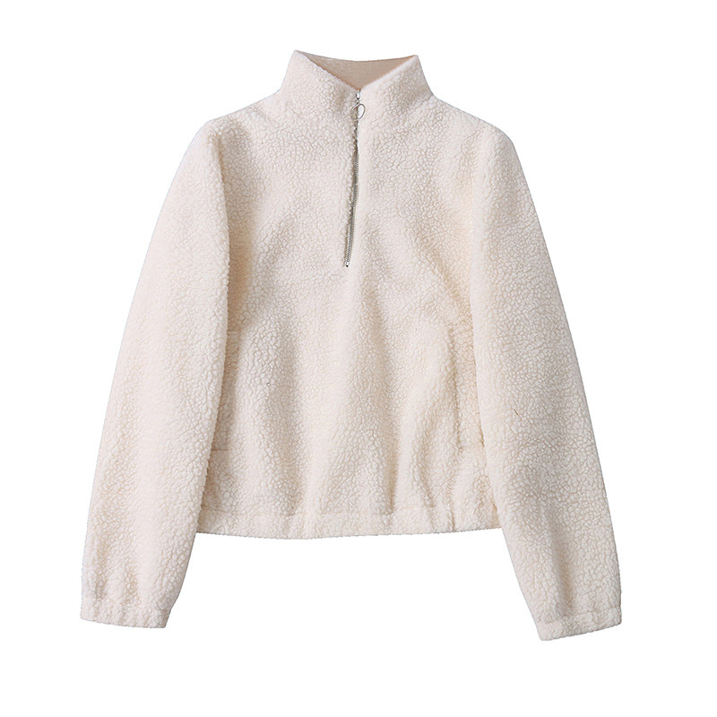 羊羔毛外套 冬季新款外贸女装拉链半开领套头双口袋长袖外套33403,女装/女士精品,短外套,淘宝优惠券,粉丝福利购,淘宝优惠卷