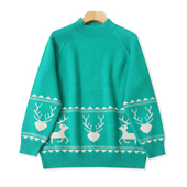 简约百搭半高领套头长袖 女装 拼色显瘦毛衣32933 秋冬新款 软糯毛衣