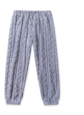 毛绒家居裤  冬季新款外贸女装简约保暖松紧腰直筒束口长裤32246