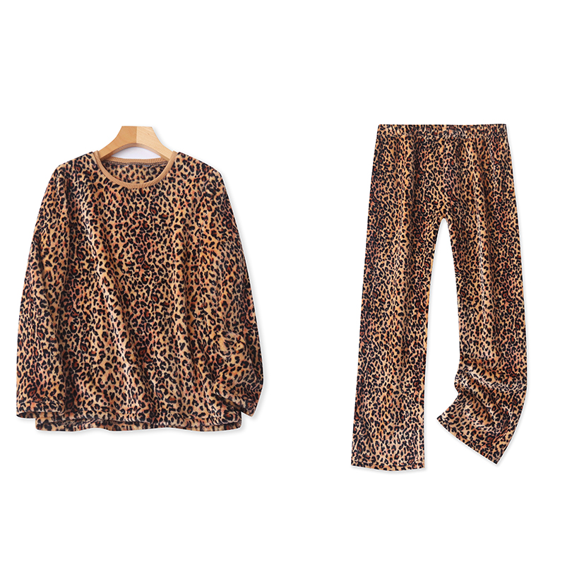 毛绒家居服套装  冬季新外贸女装印花圆领套头长袖上衣+长裤29933