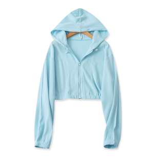 华夫格棉开衫卫衣 春秋新款女装时尚青春连帽领拉链长袖上衣33066