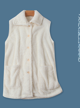 日单毛绒马甲 春秋新款女装时尚翻领单排扣口袋纯色马甲外套30223