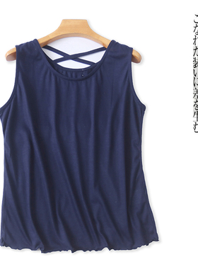 日单无袖T恤 夏季新款外贸女装时尚减龄圆领套头纯色弹力T恤30732