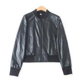 开衫 软皮薄绒夹克外套 立领拉链长袖 外贸女装 外套33557 春秋新款