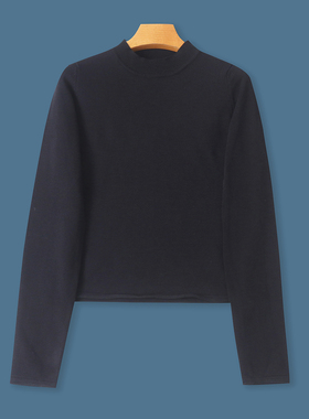 针织衫  春秋新款外贸女装时尚半高领套头长袖纯色内搭外穿32736