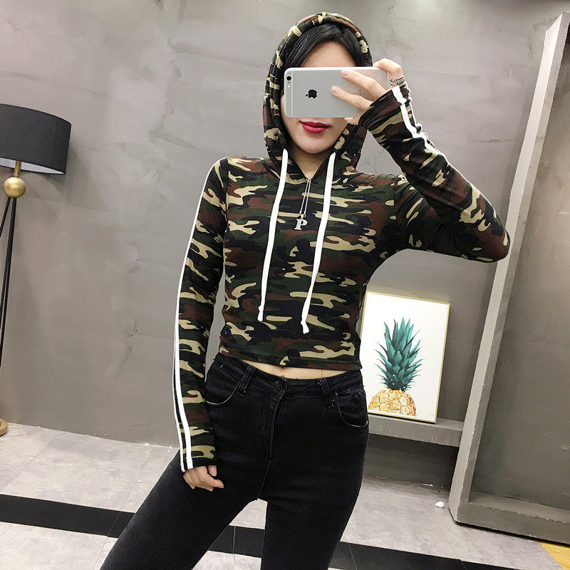 短款衛衣  春季新款女裝系帶連帽領長袖迷彩複古印花套頭衛衣7065在類目 女裝/女士精品, 衛衣/絨衫中 - 來自Buy2taobao.com提供專業的淘寶代購服務