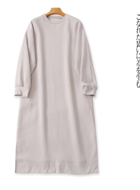 日单棉混纺加绒卫衣裙  秋冬新女装圆领套头长袖直筒连衣裙32193