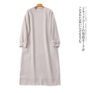 日单棉混纺加绒卫衣裙  秋冬新女装圆领套头长袖直筒连衣裙32193