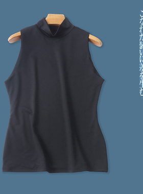 双层无袖T恤  春夏新款外贸女装半高领套头运动健身内搭外穿31196