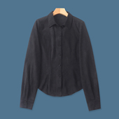 春秋新款 外贸女装 简约百搭翻领单排扣长袖 麂皮绒衬衫 衬衫 33125