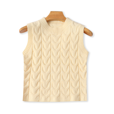 毛衣马甲  秋新外贸女装时尚修身圆领套头纯色麻花针织背心32610