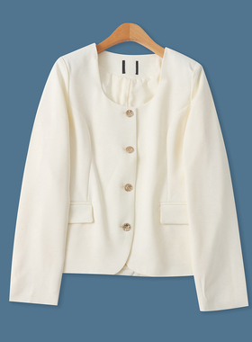 法式小外套 春秋新款外贸女装时尚法式领单排扣长袖修身上衣33094