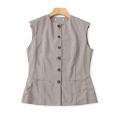 马甲 春秋新款 外贸女装 西装 时尚 圆领单排扣拼色千鸟格叠穿33201