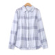 春新款 外贸女时尚 减龄翻领单排扣长袖 莱赛尔格子衬衫 衬衫 33384