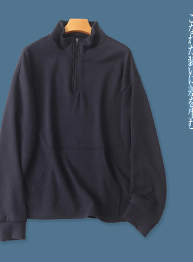 空气层卫衣 秋新外贸男女款半高领拉链套头长袖弹力休闲卫衣29930