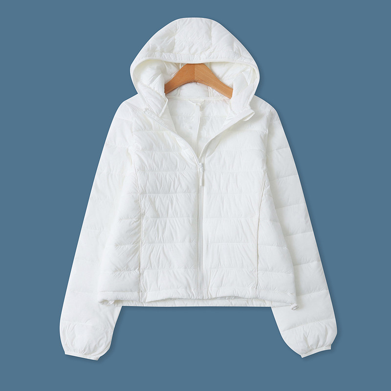 轻薄棉衣  秋冬季新款外贸女装连帽领拉链长袖口袋外套棉服33107