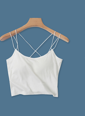 美背短款吊带衫罩杯一体  夏新女装U背交叉松紧吊带内搭外穿24693