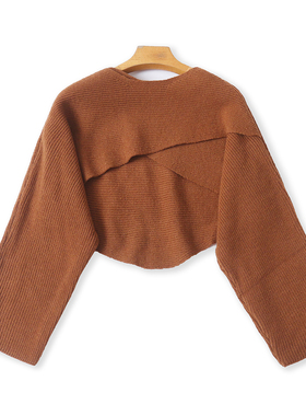 短款露脐毛衣 秋冬新女装时尚宽松减龄圆领套头蝙蝠长袖毛衣32472