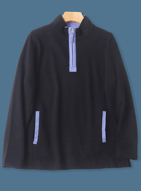 薄绒拼色卫衣 男女款春秋新款外贸立领拉链套头内搭外穿大码33178