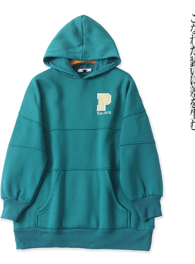 日单连帽加绒卫衣 冬季新款女装长袖字母袋鼠兜休闲套头卫衣30392